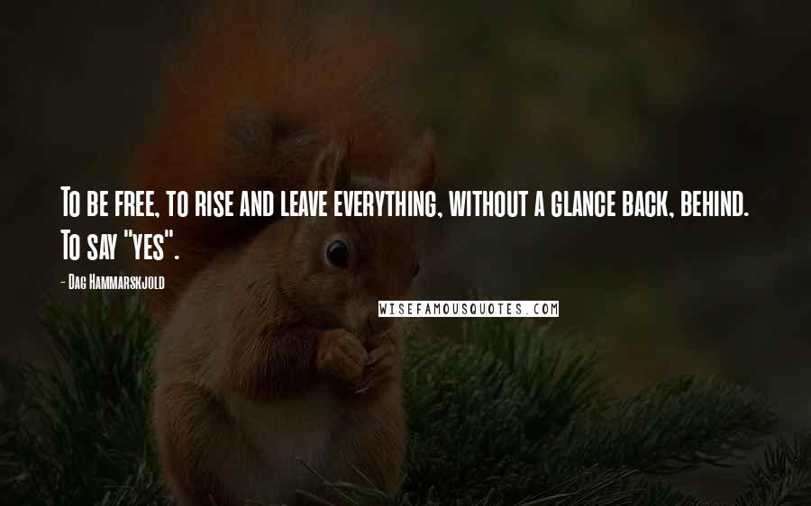 Dag Hammarskjold quotes: To be free, to rise and leave everything, without a glance back, behind. To say "yes".