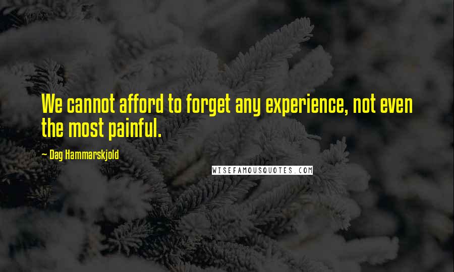 Dag Hammarskjold quotes: We cannot afford to forget any experience, not even the most painful.