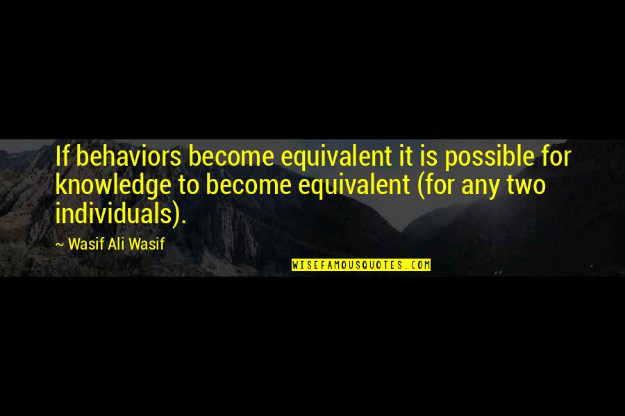 Daggett Beaver Quotes By Wasif Ali Wasif: If behaviors become equivalent it is possible for Daggett Beaver Quotes By Wasif Ali Wasif: If behaviors become equivalent it is possible for