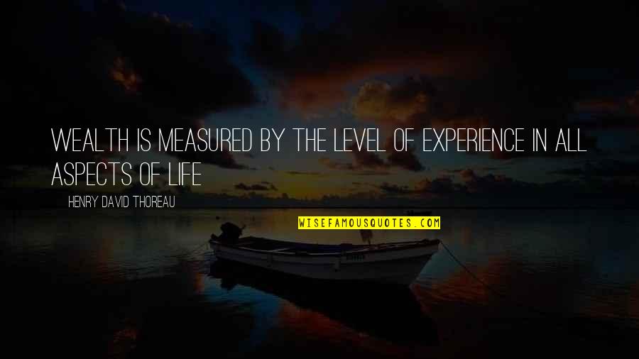 Dagul Goin Quotes By Henry David Thoreau: Wealth is measured by the level of experience