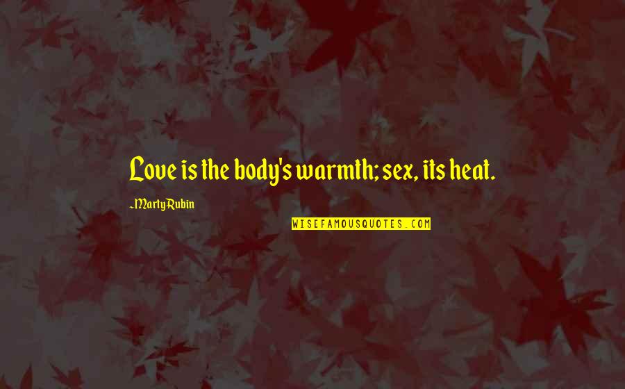 Dahabo Petite Quotes By Marty Rubin: Love is the body's warmth; sex, its heat. Dahabo Petite Quotes By Marty Rubin: Love is the body's warmth; sex, its heat.