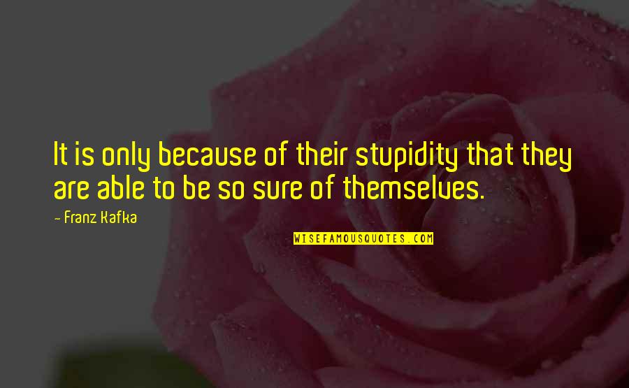 Dahg'uhl Quotes By Franz Kafka: It is only because of their stupidity that