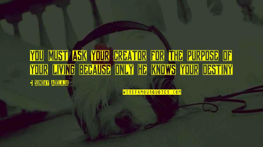 Dahiana De La Quotes By Sunday Adelaja: You must ask your creator for the purpose