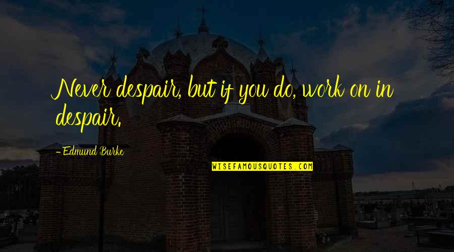 Dahmen Barn Quotes By Edmund Burke: Never despair, but if you do, work on Dahmen Barn Quotes By Edmund Burke: Never despair, but if you do, work on