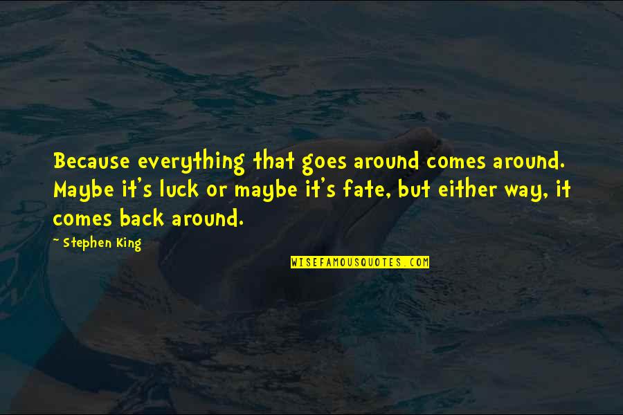 Dahoum Quotes By Stephen King: Because everything that goes around comes around. Maybe