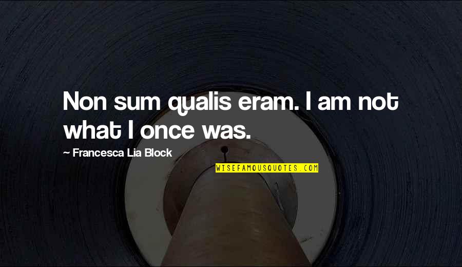 Dahrendorf Forum Quotes By Francesca Lia Block: Non sum qualis eram. I am not what