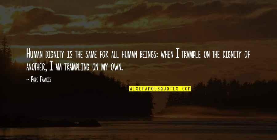 Dahveed Yahwehs Warrior Quotes By Pope Francis: Human dignity is the same for all human