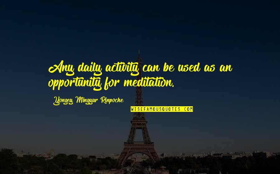 Daily Activities Quotes By Yongey Mingyur Rinpoche: Any daily activity can be used as an Daily Activities Quotes By Yongey Mingyur Rinpoche: Any daily activity can be used as an