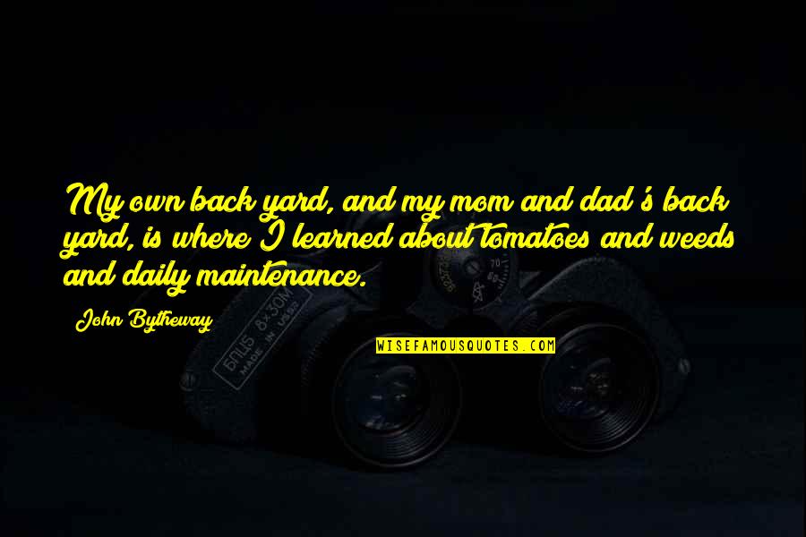 Daily Dad Quotes By John Bytheway: My own back yard, and my mom and Daily Dad Quotes By John Bytheway: My own back yard, and my mom and
