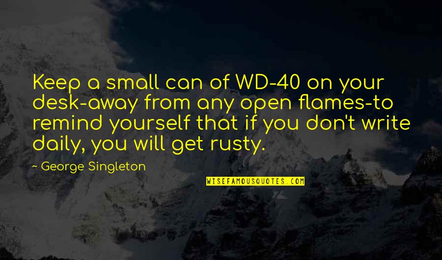 Daily Desk Quotes By George Singleton: Keep a small can of WD-40 on your