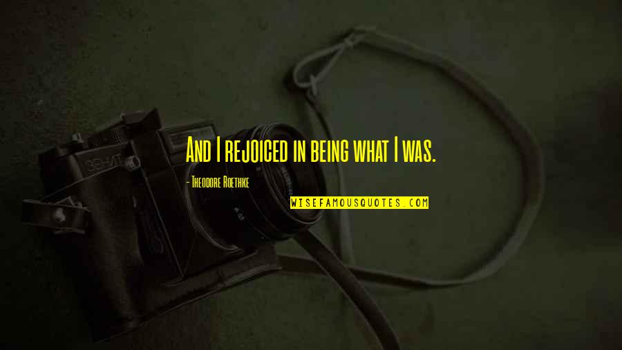 Daily Good Vibe Quotes By Theodore Roethke: And I rejoiced in being what I was. Daily Good Vibe Quotes By Theodore Roethke: And I rejoiced in being what I was.