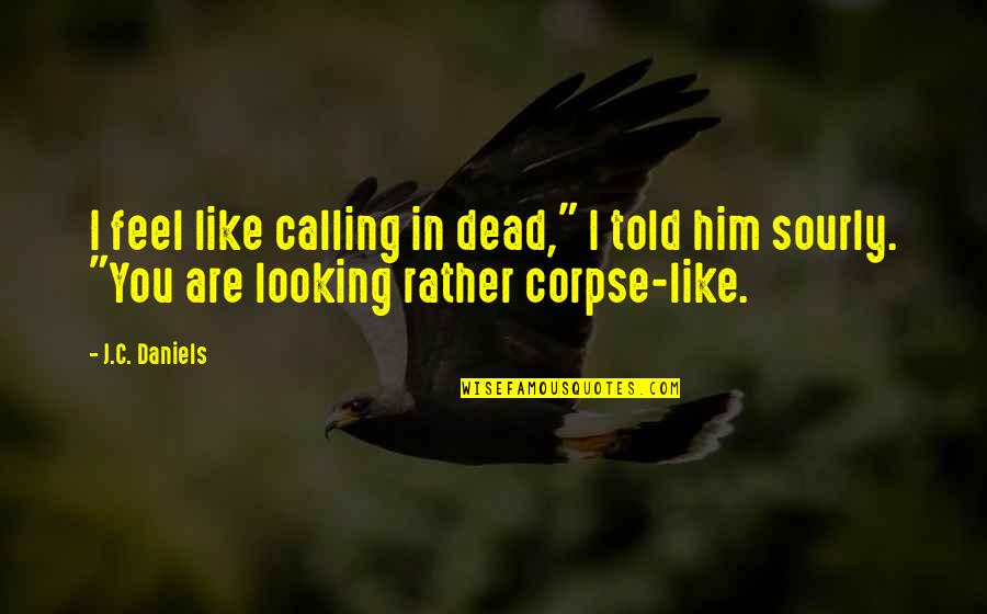 Daimion Quotes By J.C. Daniels: I feel like calling in dead," I told Daimion Quotes By J.C. Daniels: I feel like calling in dead," I told