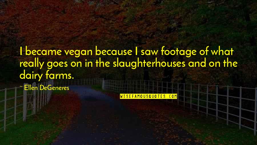 Dairy Cow Quotes By Ellen DeGeneres: I became vegan because I saw footage of