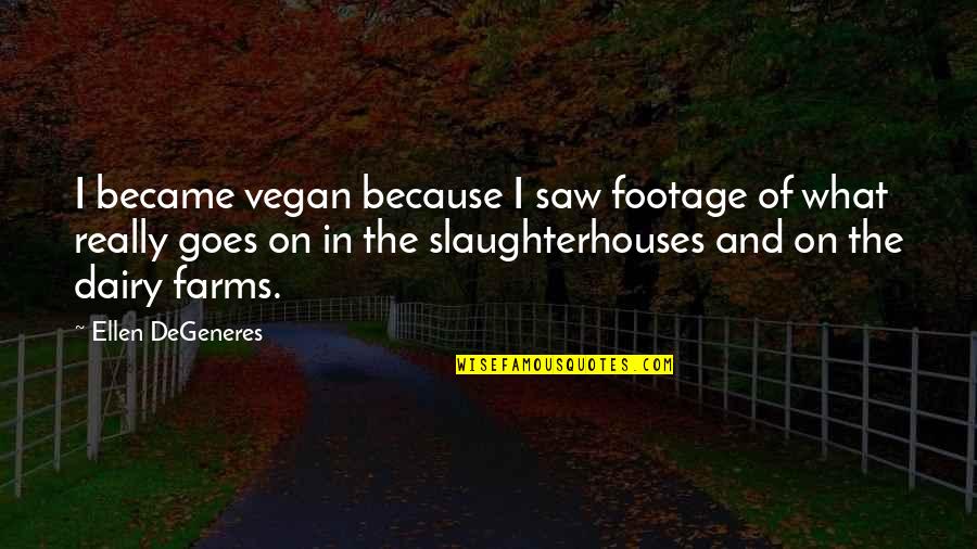 Dairy Quotes By Ellen DeGeneres: I became vegan because I saw footage of