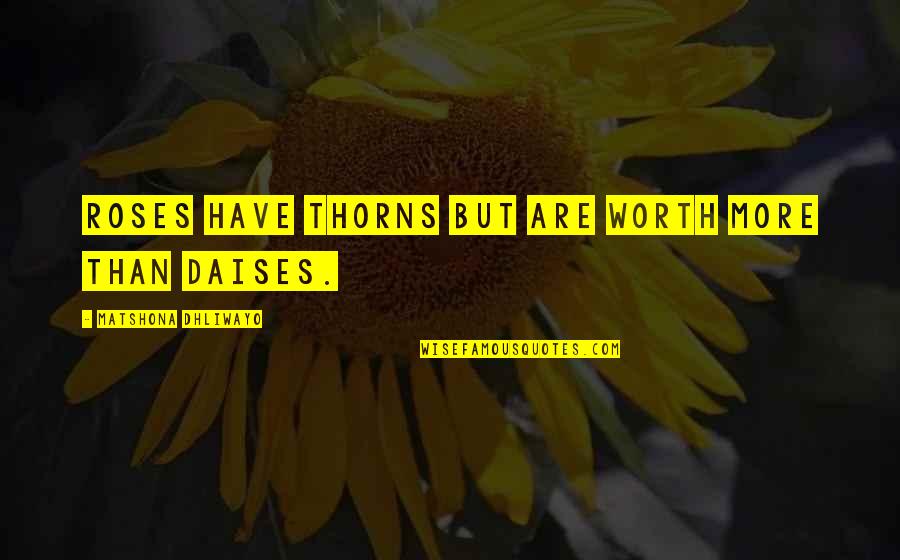 Daises Quotes By Matshona Dhliwayo: Roses have thorns but are worth more than Daises Quotes By Matshona Dhliwayo: Roses have thorns but are worth more than