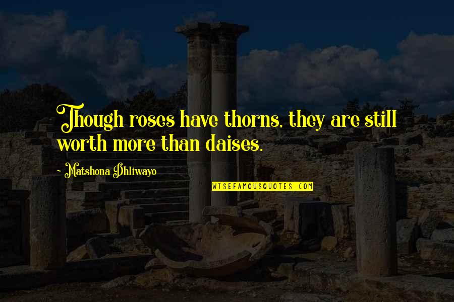 Daises Quotes By Matshona Dhliwayo: Though roses have thorns, they are still worth Daises Quotes By Matshona Dhliwayo: Though roses have thorns, they are still worth