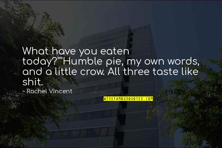 Daisy Buchanan Loving Money Quotes By Rachel Vincent: What have you eaten today?""Humble pie, my own