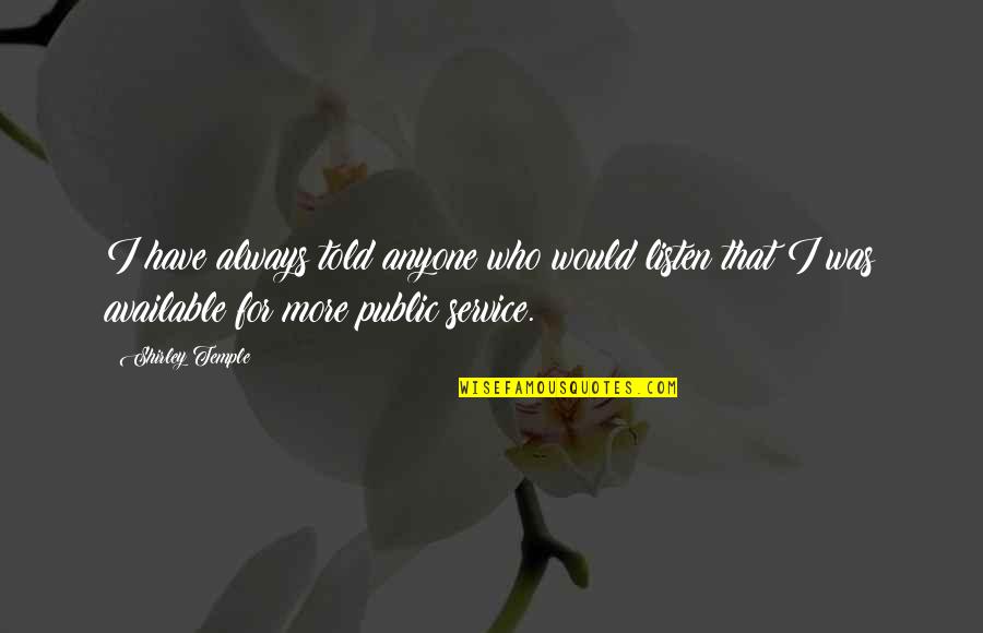 Daladier Woods Quotes By Shirley Temple: I have always told anyone who would listen Daladier Woods Quotes By Shirley Temple: I have always told anyone who would listen