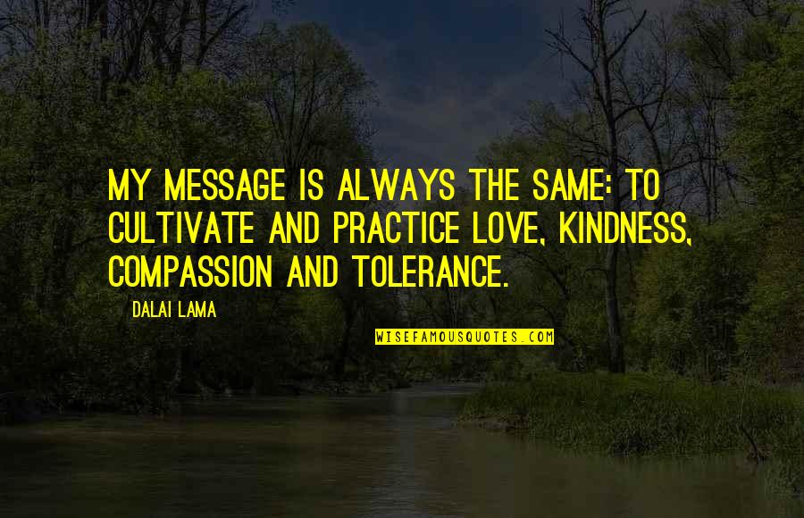 Dalai Lama Compassion Quotes By Dalai Lama: My message is always the same: to cultivate