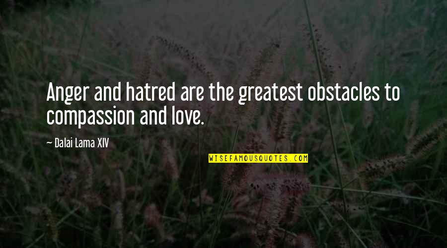 Dalai Lama Compassion Quotes By Dalai Lama XIV: Anger and hatred are the greatest obstacles to