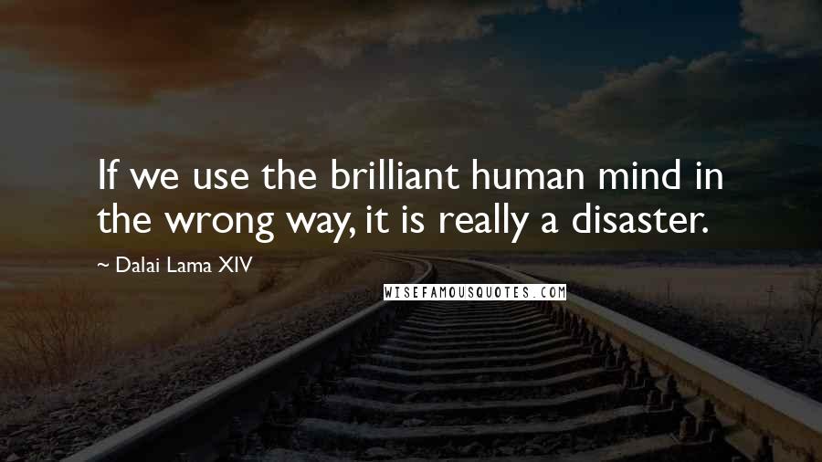 Dalai Lama XIV quotes: If we use the brilliant human mind in the wrong way, it is really a disaster.
