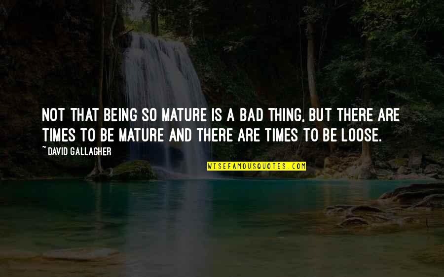 Dalawang Puso Quotes By David Gallagher: Not that being so mature is a bad