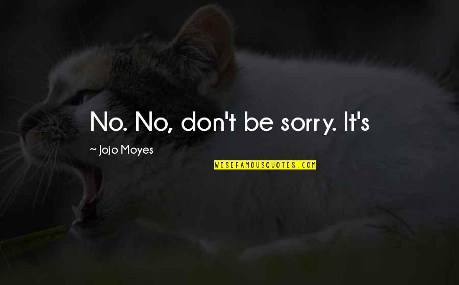 Dale Calvert Quotes By Jojo Moyes: No. No, don't be sorry. It's