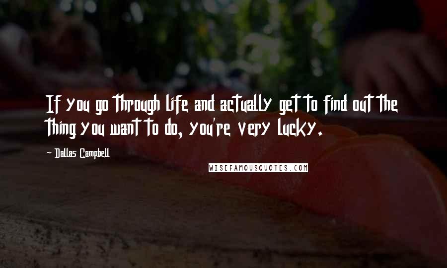 Dallas Campbell quotes: If you go through life and actually get to find out the thing you want to do, you're very lucky.