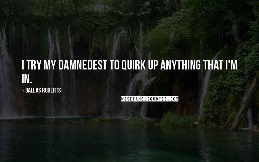 Dallas Roberts quotes: I try my damnedest to quirk up anything that I'm in.
