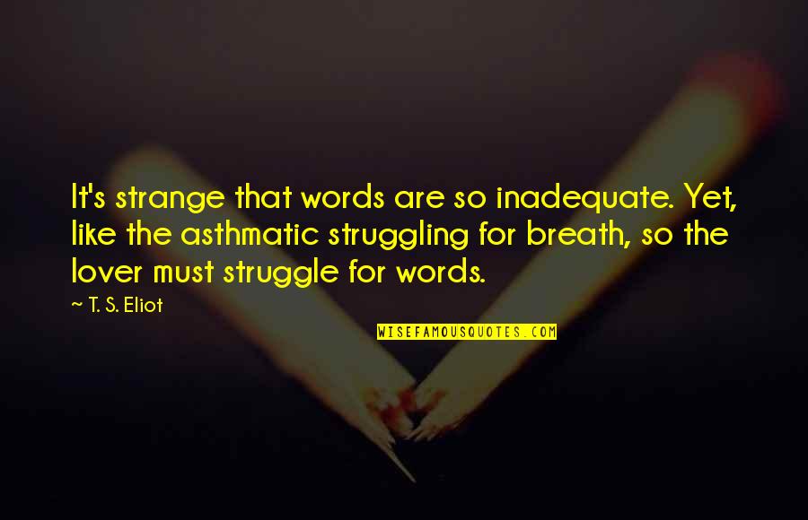 Dallon Weekes Song Quotes By T. S. Eliot: It's strange that words are so inadequate. Yet,