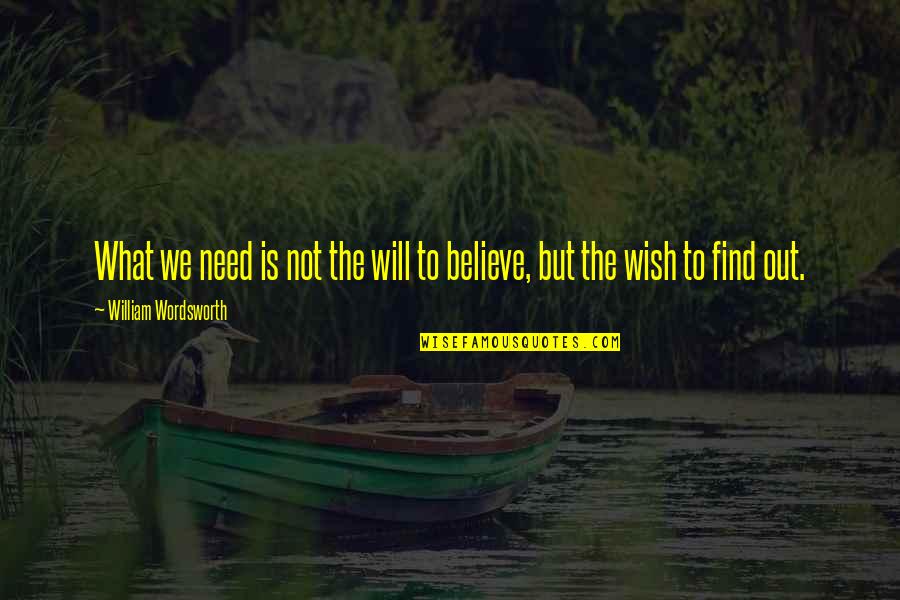 Dalmain Quotes By William Wordsworth: What we need is not the will to