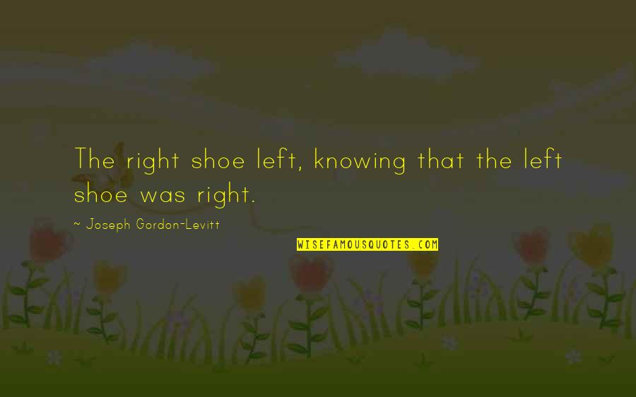 Dalmar Tv Quotes By Joseph Gordon-Levitt: The right shoe left, knowing that the left Dalmar Tv Quotes By Joseph Gordon-Levitt: The right shoe left, knowing that the left