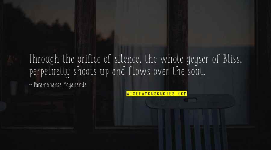 Dalrymple Sign Quotes By Paramahansa Yogananda: Through the orifice of silence, the whole geyser