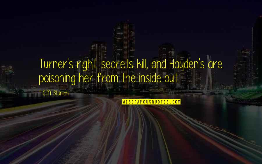 Damaged Life Quotes By C.M. Stunich: Turner's right. secrets kill, and Hayden's are poisoning