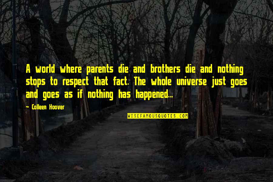 Damaged Life Quotes By Colleen Hoover: A world where parents die and brothers die