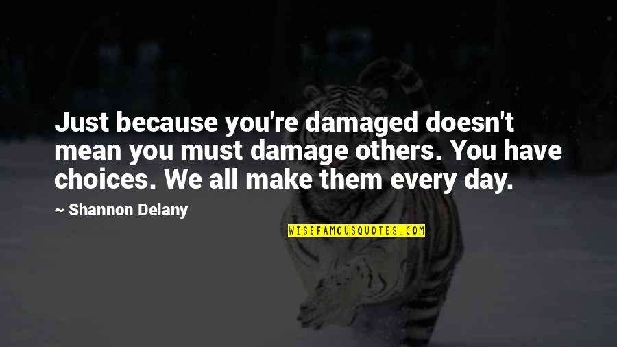 Damaged Quotes By Shannon Delany: Just because you're damaged doesn't mean you must