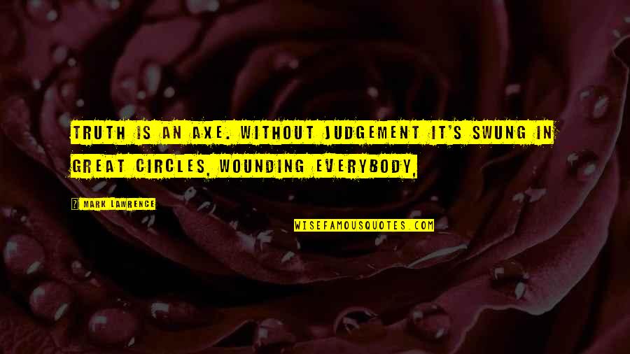 Damascened Candlestick Quotes By Mark Lawrence: Truth is an axe. Without judgement it's swung