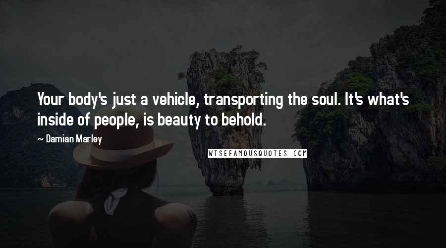 Damian Marley quotes: Your body's just a vehicle, transporting the soul. It's what's inside of people, is beauty to behold.