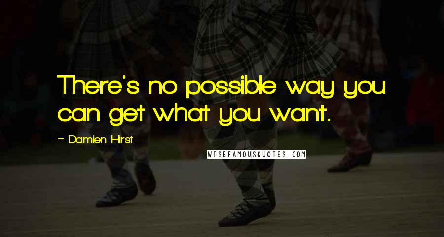 Damien Hirst quotes: There's no possible way you can get what you want.