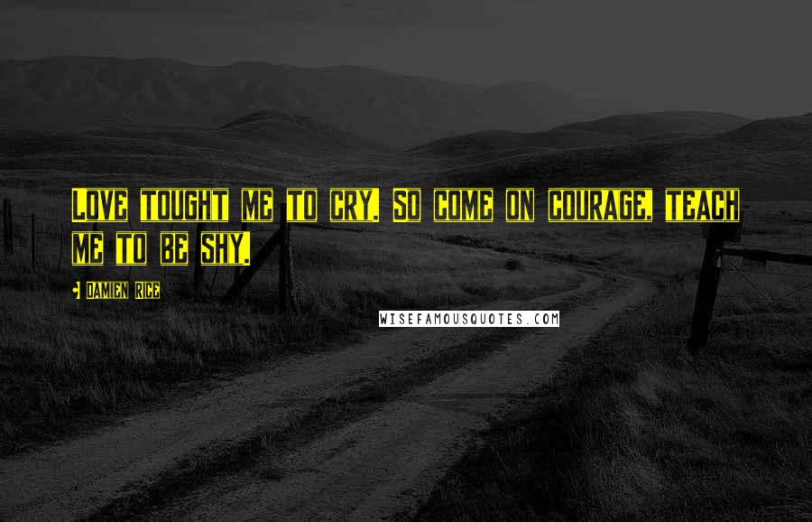 Damien Rice quotes: Love tought me to cry. So come on courage, teach me to be shy. Damien Rice quotes: Love tought me to cry. So come on courage, teach me to be shy.