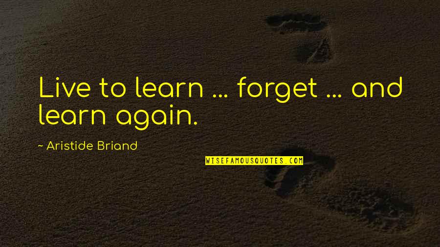 Damn Fool Quotes By Aristide Briand: Live to learn ... forget ... and learn