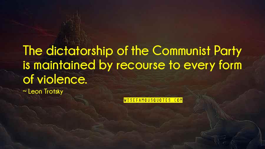 Damn Missing You Quotes By Leon Trotsky: The dictatorship of the Communist Party is maintained