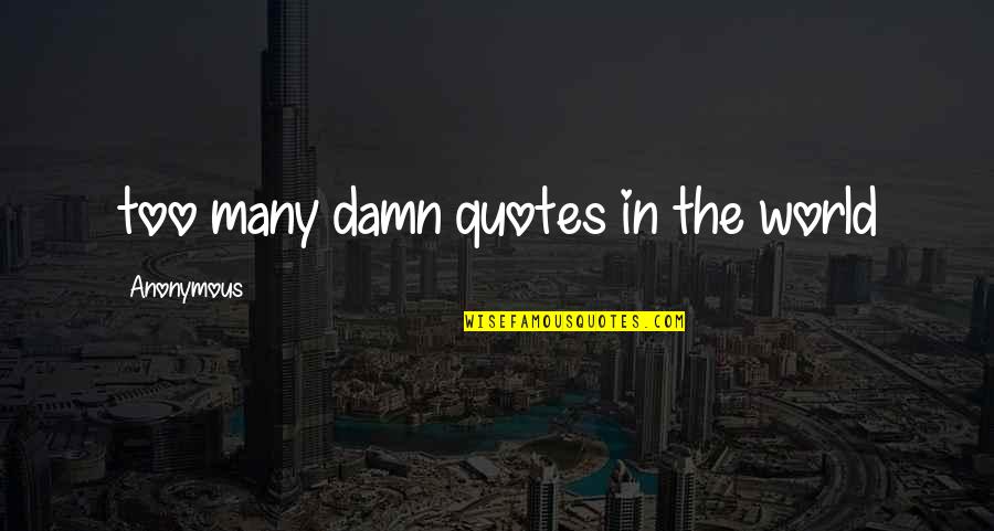 Damn The World Quotes By Anonymous: too many damn quotes in the world Damn The World Quotes By Anonymous: too many damn quotes in the world