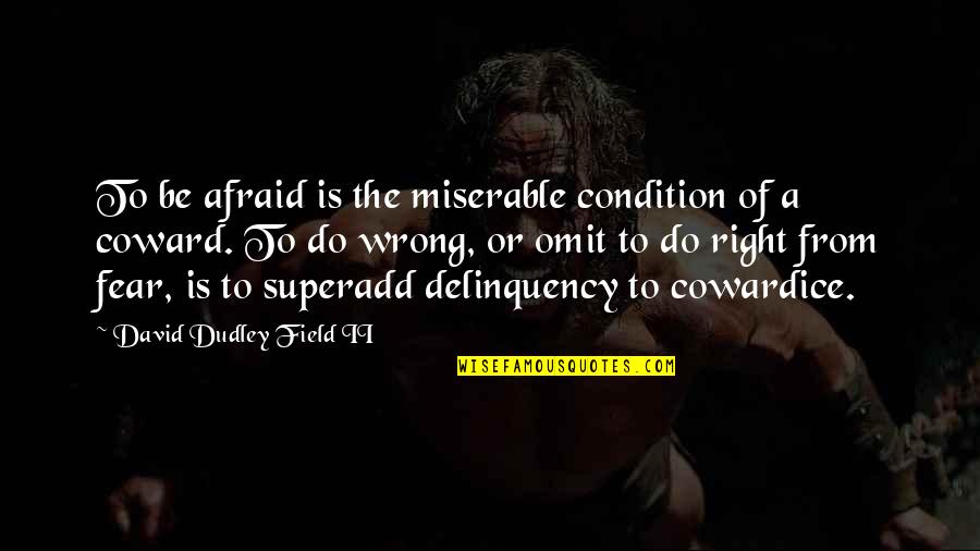 Damnability Band Quotes By David Dudley Field II: To be afraid is the miserable condition of