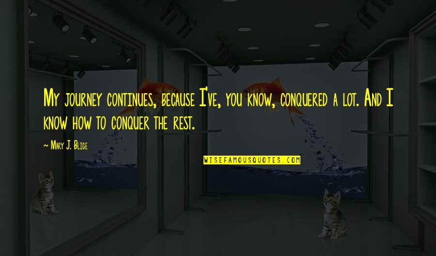 Damoclean Quotes By Mary J. Blige: My journey continues, because I've, you know, conquered Damoclean Quotes By Mary J. Blige: My journey continues, because I've, you know, conquered
