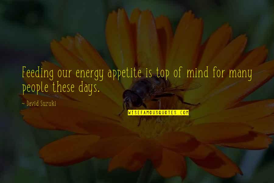 Damon And Caroline Quotes By David Suzuki: Feeding our energy appetite is top of mind