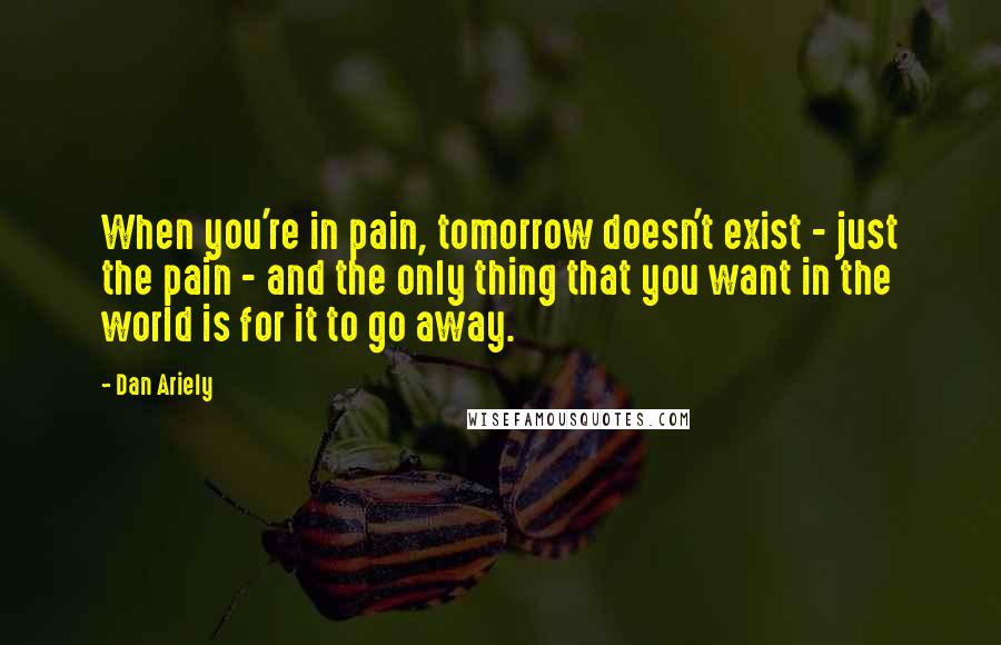 Dan Ariely quotes: When you're in pain, tomorrow doesn't exist - just the pain - and the only thing that you want in the world is for it to go away.