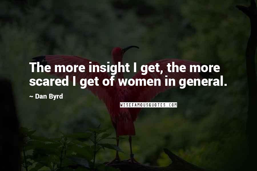 Dan Byrd quotes: The more insight I get, the more scared I get of women in general.