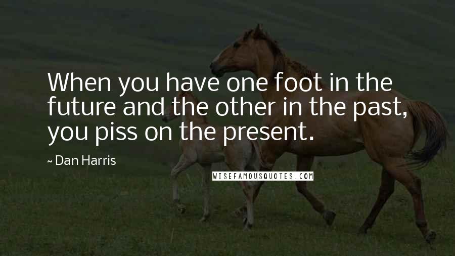 Dan Harris quotes: When you have one foot in the future and the other in the past, you piss on the present.