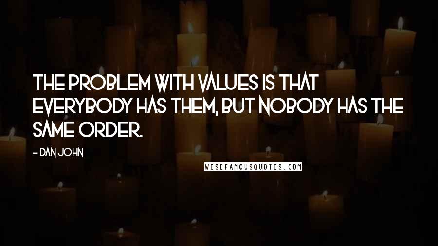 Dan John quotes: The problem with values is that everybody has them, but nobody has the same order.